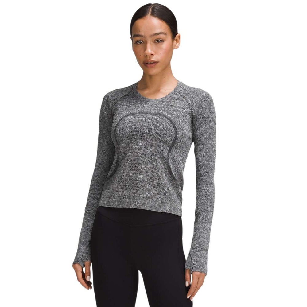 Lululemon Swiftly Tech Long Sleeve 2.0 Waist Length Parallel Texture Gray Sz 6